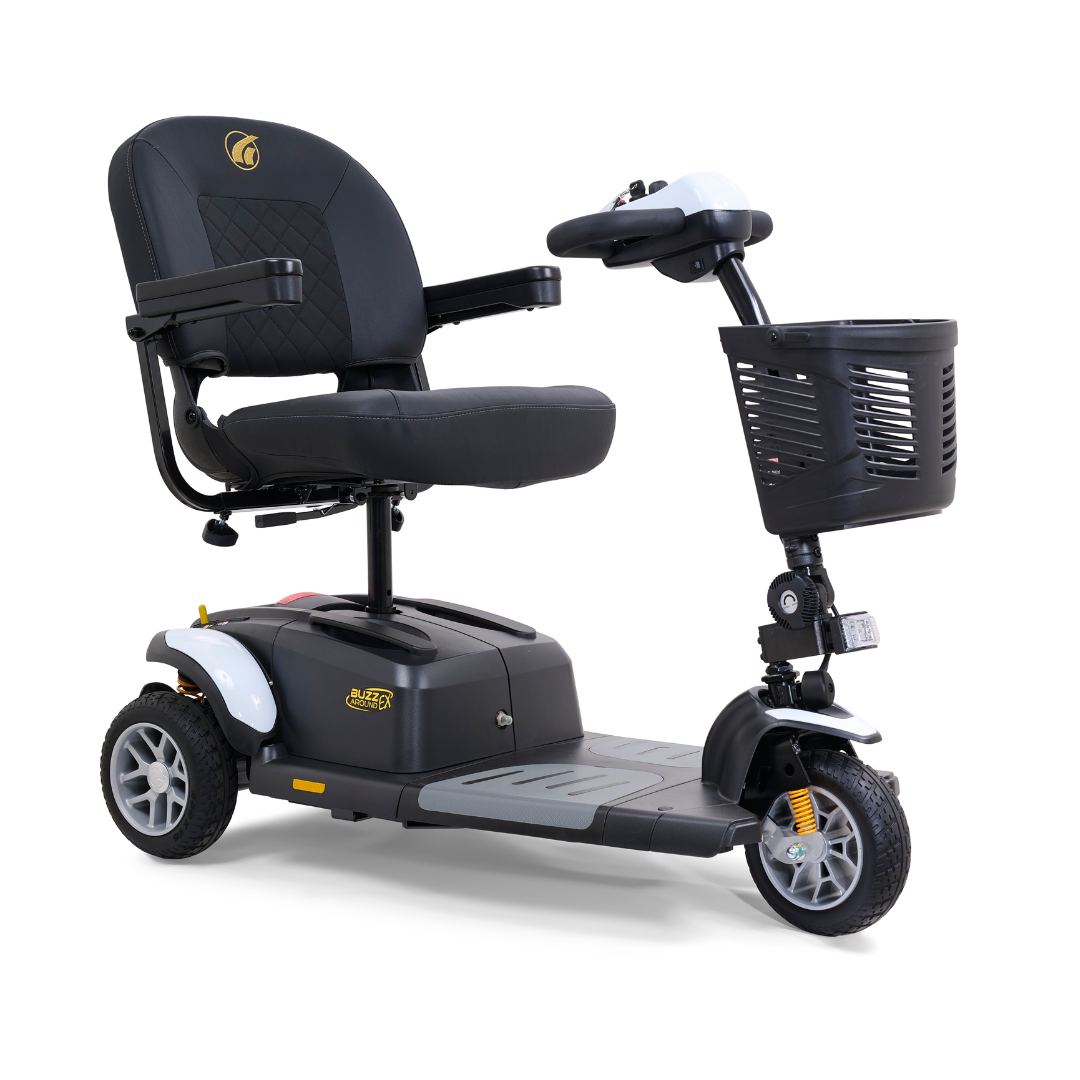 Golden GB118 BuzzAround EX 3-Wheel Long Range Travel Scooter - Crisp White left